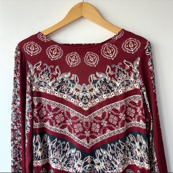 Free People Smooth Talk Bohemian Dress Red M - Picture 2 of 8